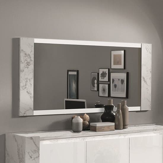 Attoria Bedroom Mirror In White Marble Effect Wooden Frame_1