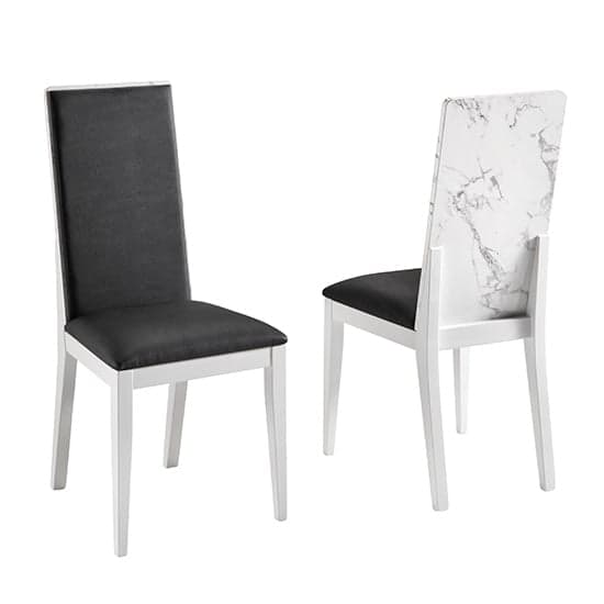 Attoria Gloss Black And White Marble Effect Dining Table 4 Chair_2