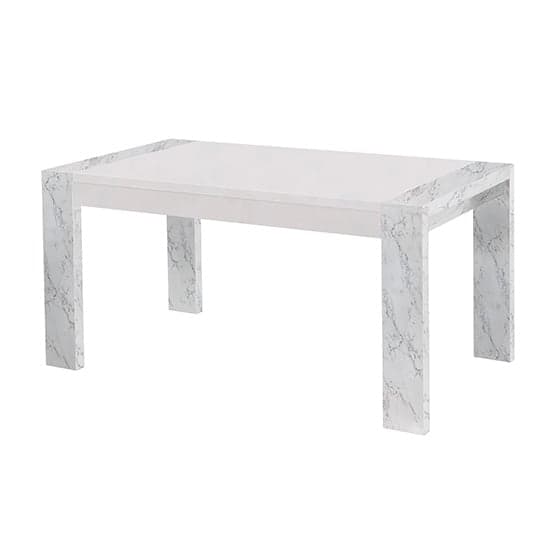 Attoria Large Wooden Dining Table In White Marble Effect_2