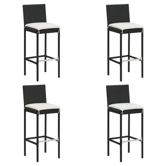 Audriana Set Of 4 Poly Rattan Bar Chairs With Cushions In Black_1