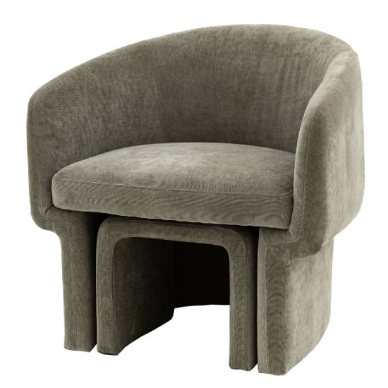 Augusta Fabric Armchair With Foot Stools In Grey_2