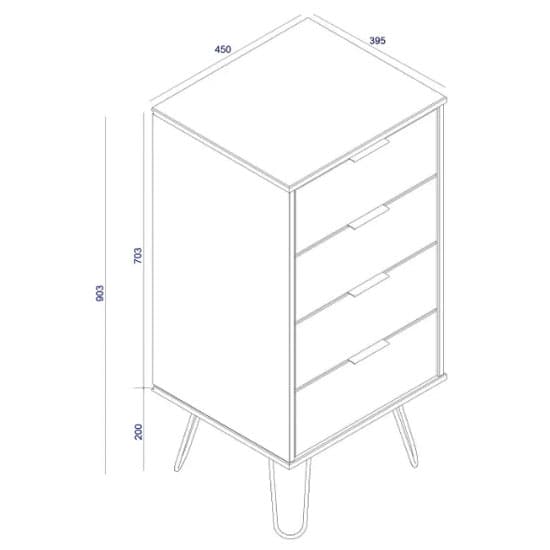 Avoch Narrow Chest Of Drawers In Grey With 4 Drawers_4