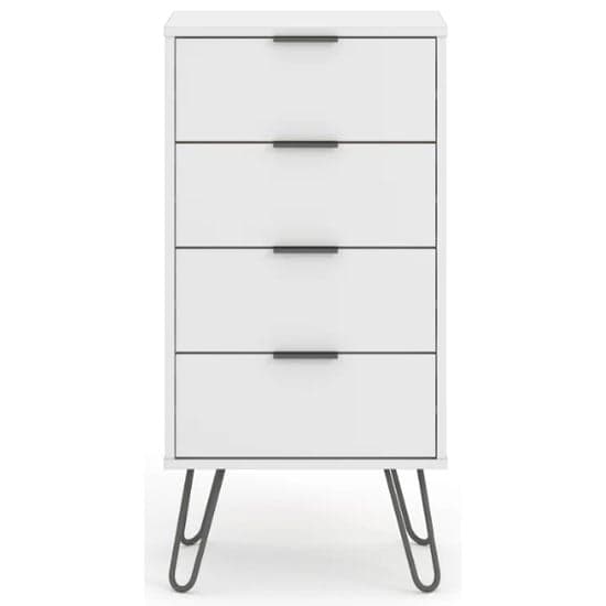 Avoch Narrow Chest Of Drawers In White With 4 Drawers_2