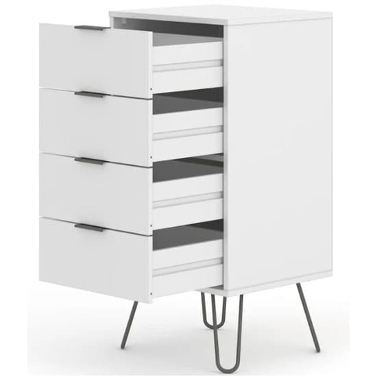 Avoch Narrow Chest Of Drawers In White With 4 Drawers_3