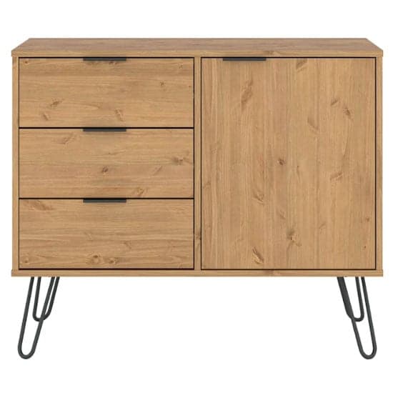 Avoch Wooden Sideboard In Waxed Pine With 1 Door 3 Drawers_2