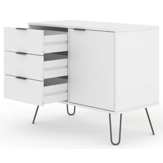 Avoch Wooden Sideboard In White With 1 Door 3 Drawers_3