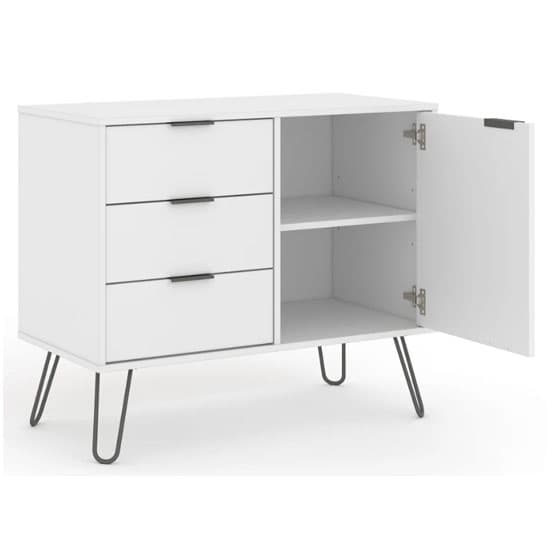 Avoch Wooden Sideboard In White With 1 Door 3 Drawers_4