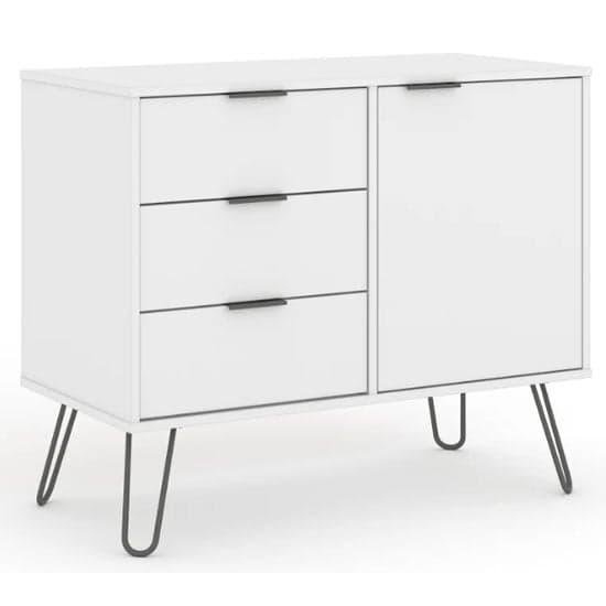 Avoch Wooden Sideboard In White With 1 Door 3 Drawers_1