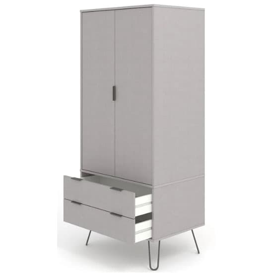 Avoch Wooden Wardrobe In Grey With 2 Doors And 2 Drawers_3