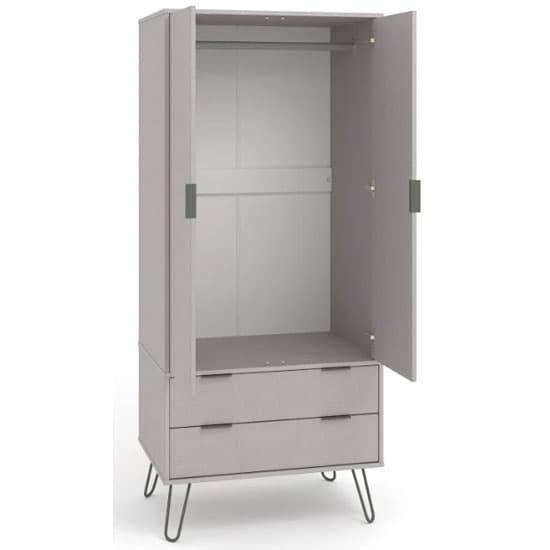 Avoch Wooden Wardrobe In Grey With 2 Doors And 2 Drawers_4