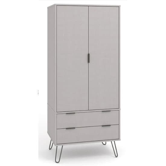 Avoch Wooden Wardrobe In Grey With 2 Doors And 2 Drawers_1