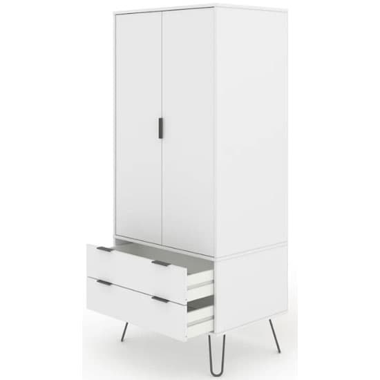 Avoch Wooden Wardrobe In White With 2 Doors And 2 Drawers_3