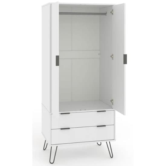 Avoch Wooden Wardrobe In White With 2 Doors And 2 Drawers_4