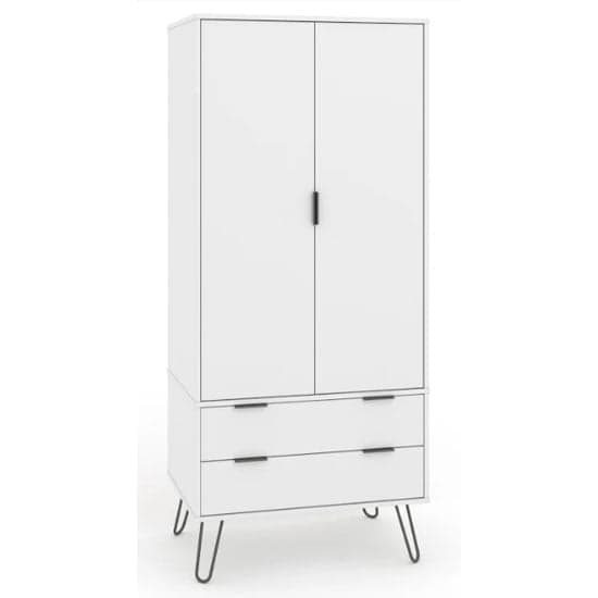 Avoch Wooden Wardrobe In White With 2 Doors And 2 Drawers_1