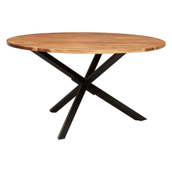 Aula Round Wooden Dining Table With Black Metal Legs In Oak_2