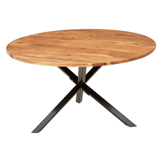 Aula Round Wooden Dining Table With Black Metal Legs In Oak_3