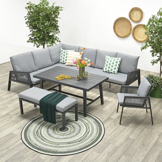 Aultbea Outdoor Fabric Lounge Dining Set In Light Grey_2