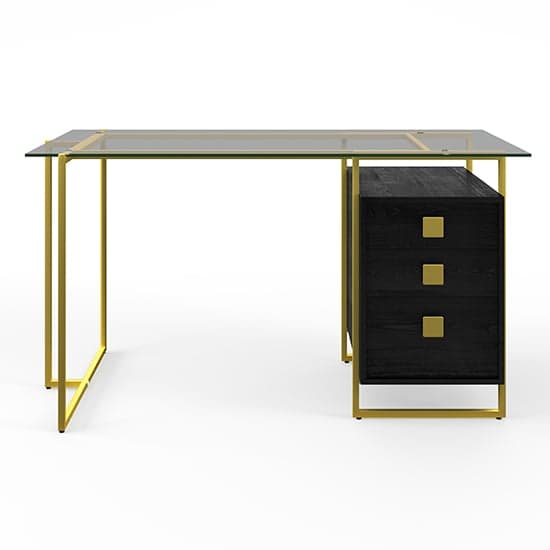 Aundreya Smoked Glass Top Computer Desk With Gold Frame_2