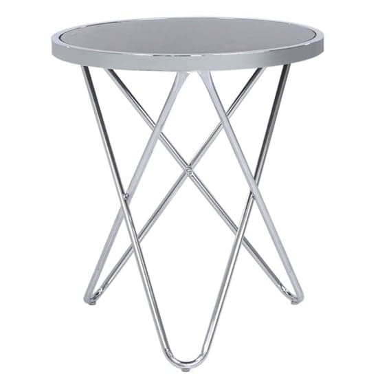 Aurora Black Mirrored Top End Table Round In Silver_2