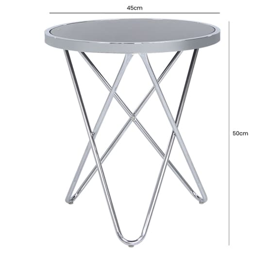 Aurora Black Mirrored Top End Table Round In Silver_3