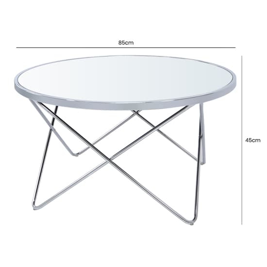 Aurora Clear Mirrored Top Coffee Table Round In Silver Furniture in