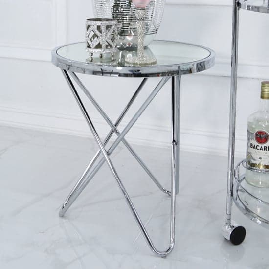 Aurora Clear Mirrored Top End Table Round In Silver_1