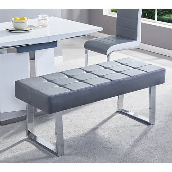 Austin Small Faux Leather Dining Bench In Grey_1