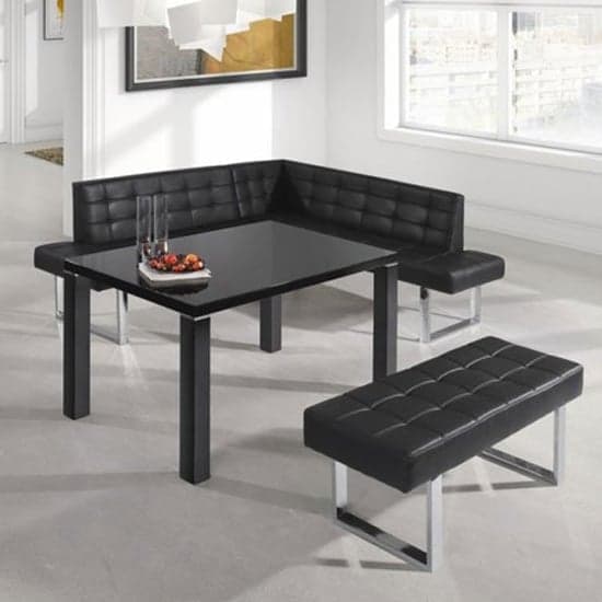 Austin Small Faux Leather Dining Bench In Black_2