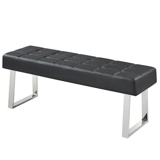 Austin Large Faux Leather Dining Bench In Black