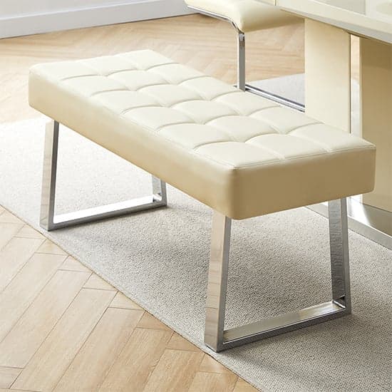 Austin Small Faux Leather Dining Bench In Cream_2
