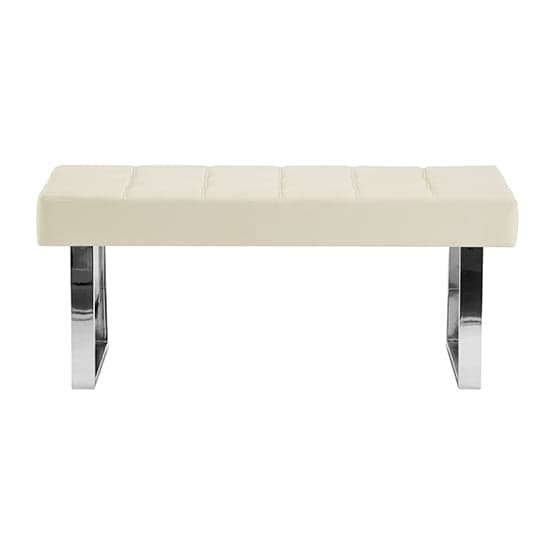 Austin Small Faux Leather Dining Bench In Cream_5