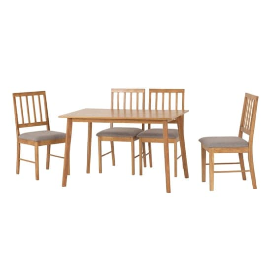 Alcudia Wooden Dining Table With 4 Dining Chairs In Oak_2