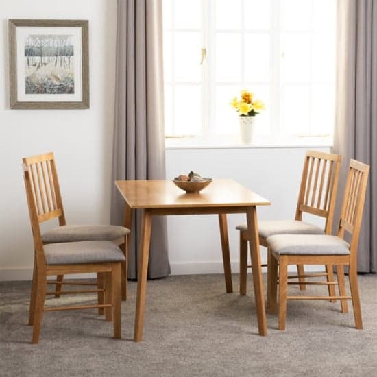 Alcudia Wooden Dining Table With 4 Dining Chairs In Oak_1