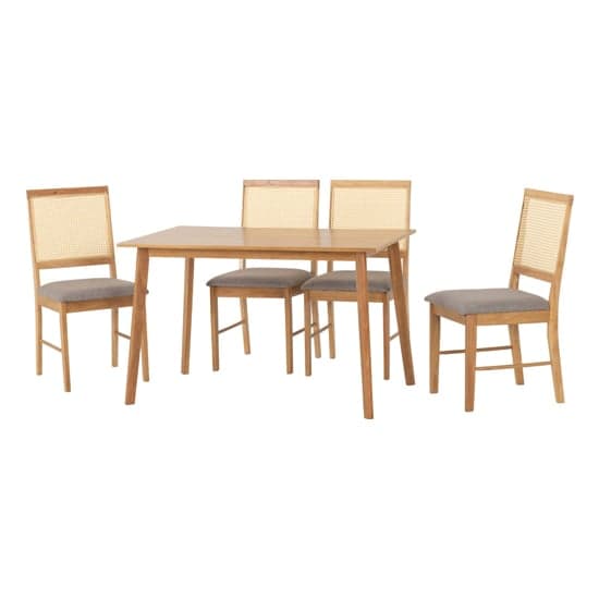 Alcudia Wooden Dining Table With 4 Ellis Dining Chairs In Oak_4