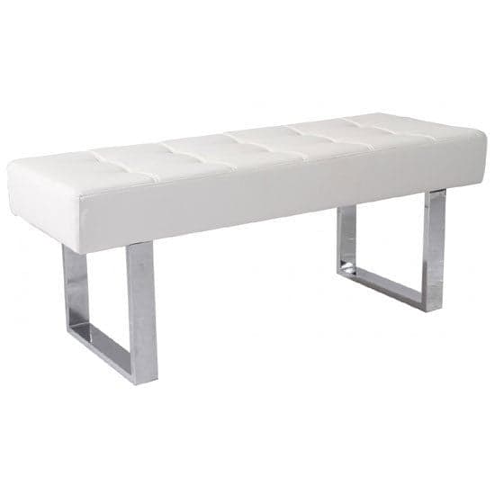 Austin Small Faux Leather Dining Bench In White_1