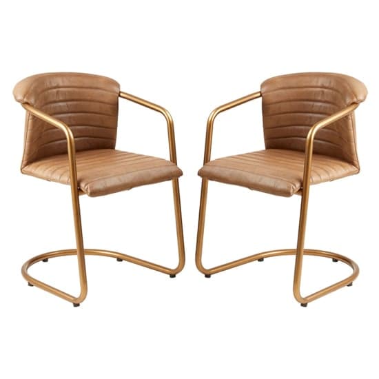 Australis Brown Faux Leather Dining Chairs In Pair_1