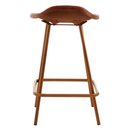 Australis Tan Leather Bar Stool With Iron Cubic Base_3
