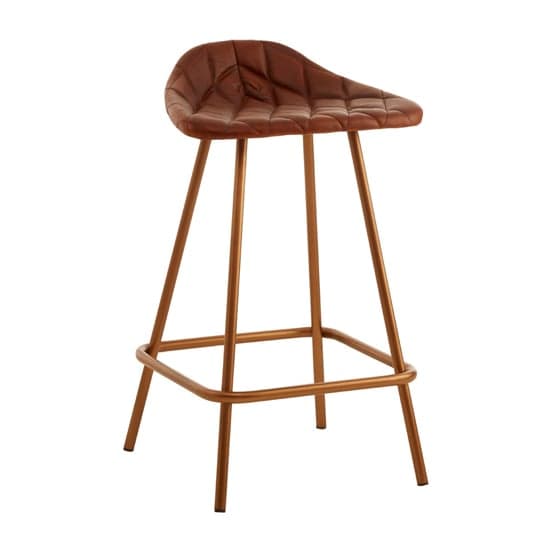 Australis Tan Leather Bar Stool With Iron Cubic Base_4