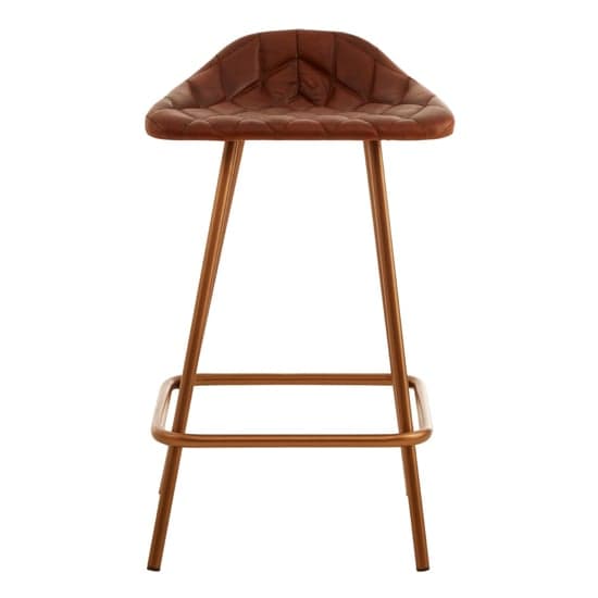 Australis Tan Leather Bar Stool With Iron Cubic Base_1