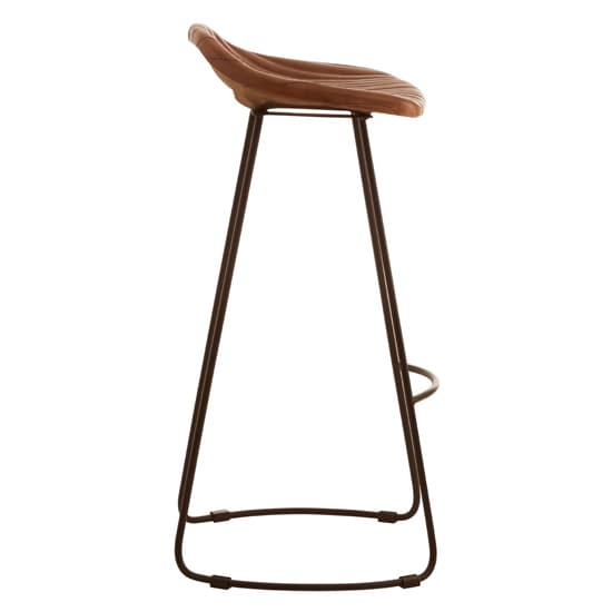 Australis Brown Leather Bar Stool With Iron Sled Base_2
