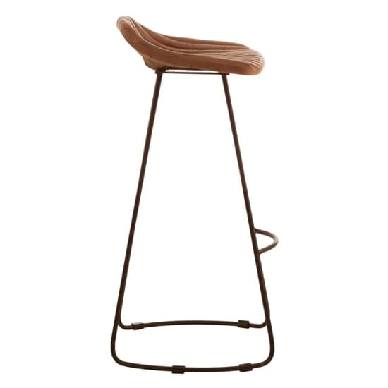 Australis Light Brown Leather Bar Stool With Iron Sled Base_2