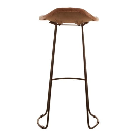 Australis Light Brown Leather Bar Stool With Iron Sled Base_3