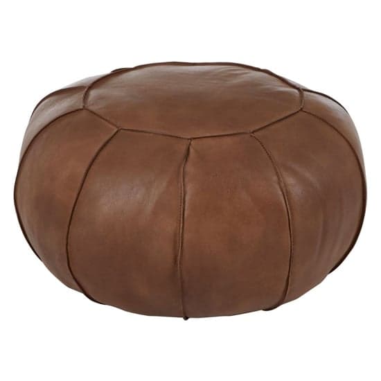 Australis Genuine Leather Pouffe In Brown_2