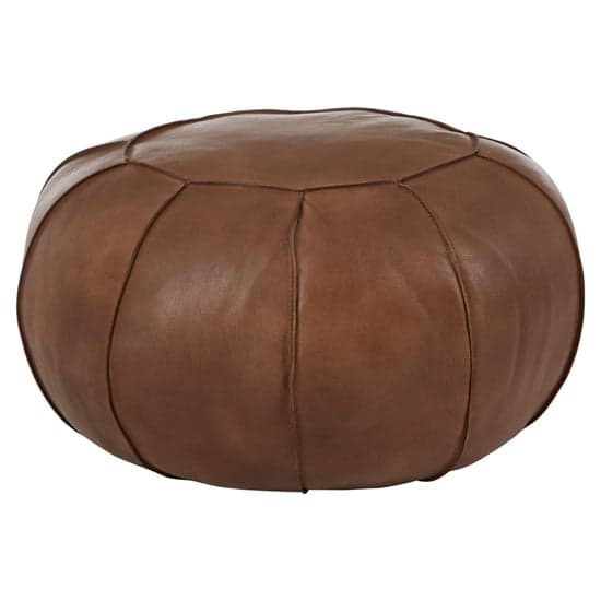 Australis Genuine Leather Pouffe In Brown_1
