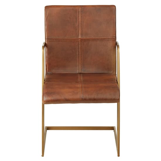 Australis Tan Leather Dining Chairs With Iron Frame In A Pair_3