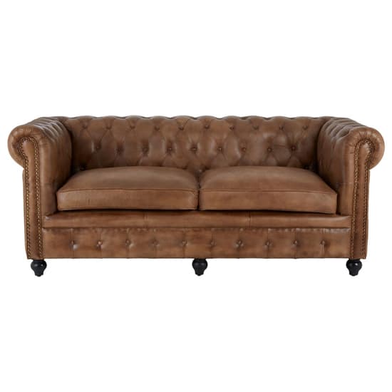 Australis Upholstered Leather 3 Seater Sofa In Brown_2