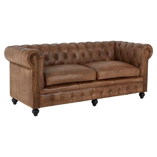 Australis Upholstered Leather 3 Seater Sofa In Brown_1