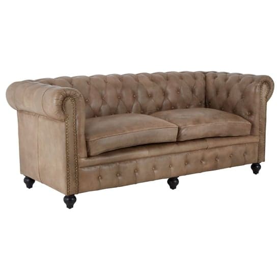 Australis Upholstered Leather 3 Seater Sofa In Light Brown_1