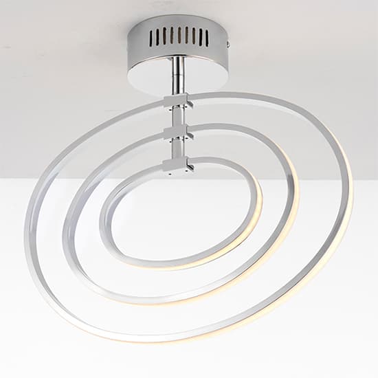 Avali LED 3 Lights Semi Flush Ceiling Light In Chrome_3
