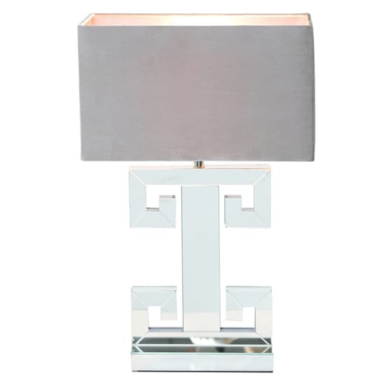 Avalon Grey Shade Table Lamp With Mirrored Base Furniture in Fashion
